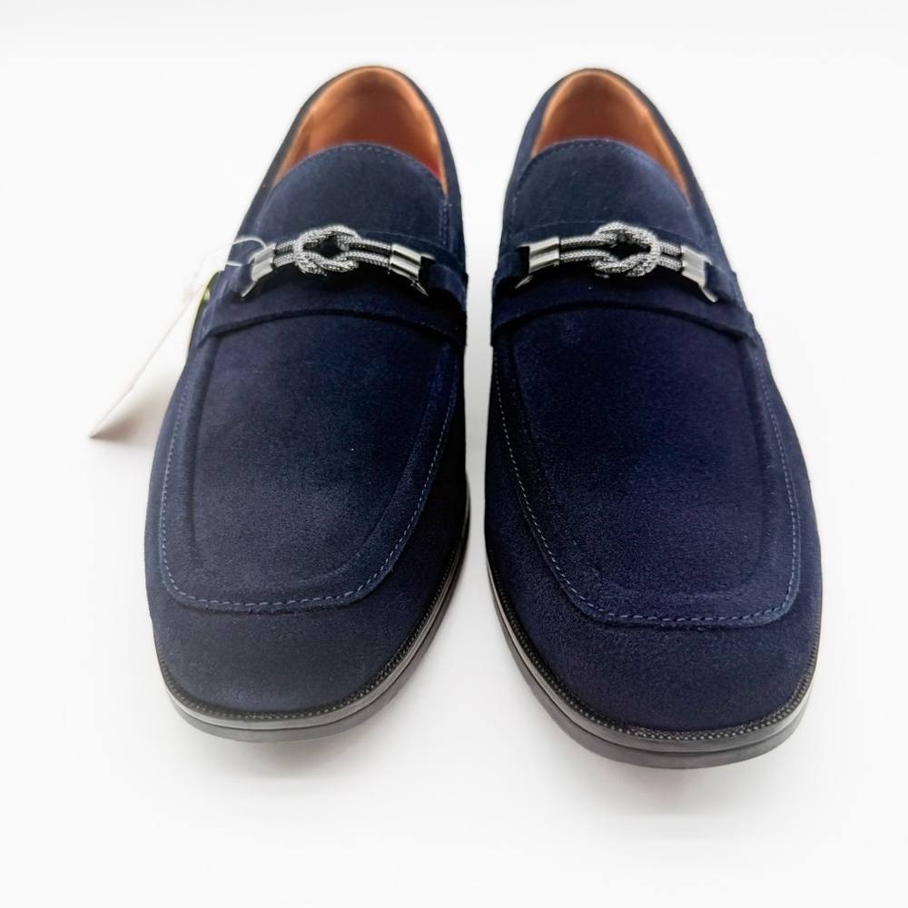 Stacy Adams Ravelle Moc Toe Slip On Bit Loafers Navy Blue Suede Shoes 7.5 NEW - Picture 4 of 15